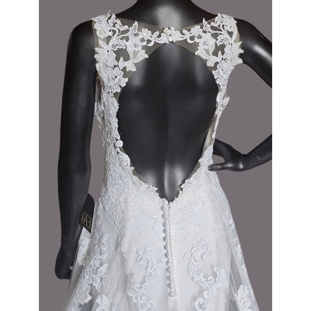 White Lace Illusion Bodice Open Back Wedding Gown - Morilee Madeline Gardner - Picture 6 of 12